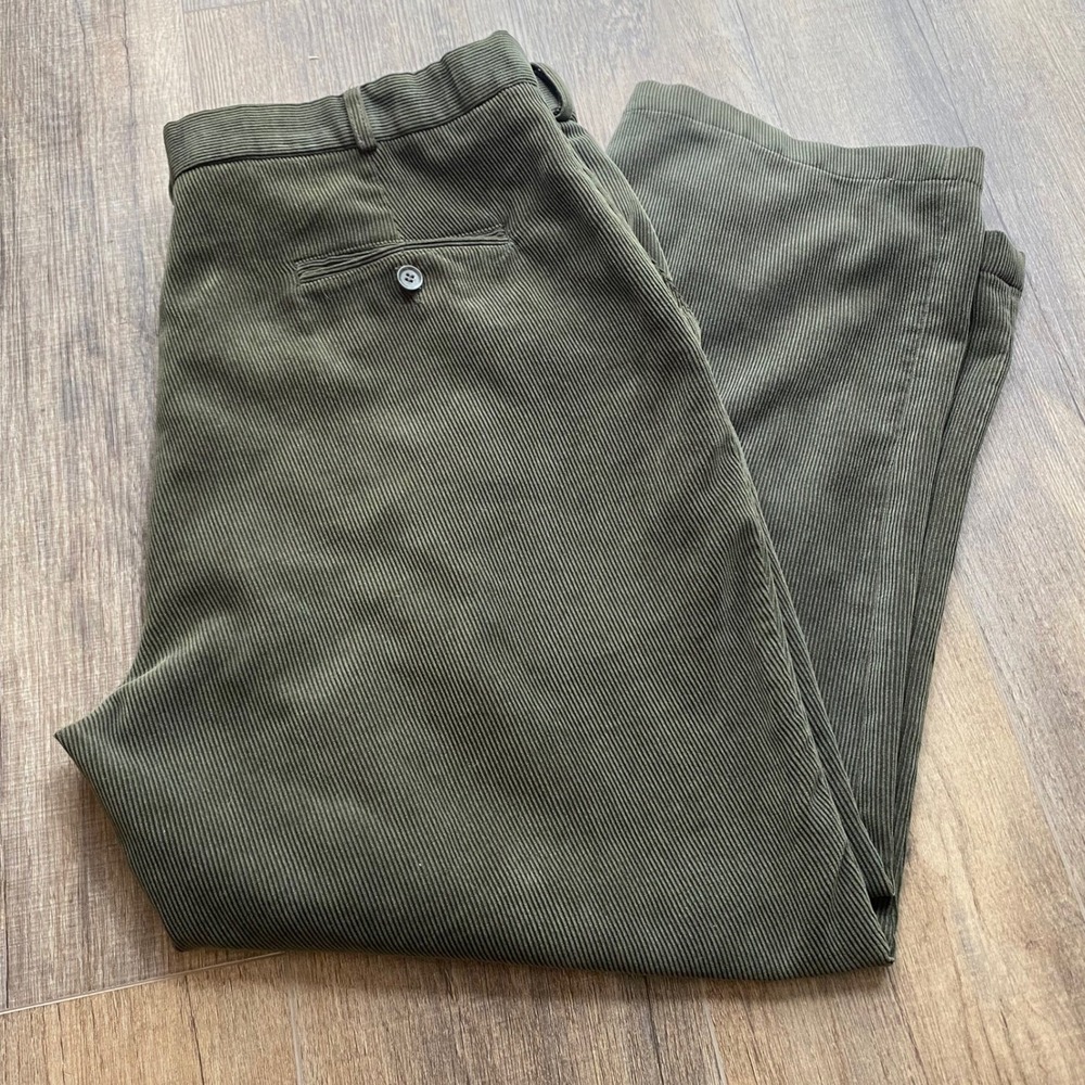 Haband Lion's Den Corduroy Pants Men's 40S Olive Green Classic Fit‎ Casual Dress